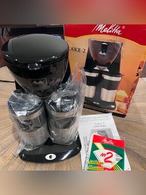 Melitta Dual Coffee Maker Take 2 w/ Stainless Steel Travel Mugs ME2DTMB
